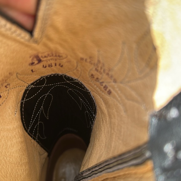 Black Justin Leather Cowboy Boots - Picture 6 of 6